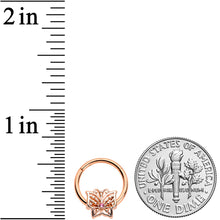 Load image into Gallery viewer, 16G 3/8 Pink CZ Gem Rose Gold Tone Butterfly Hinged Segment Ring
