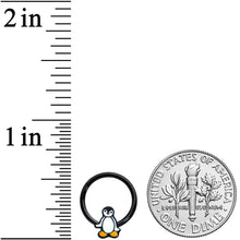 Load image into Gallery viewer, 16G 3/8 Black Baby Penguin Hinged Circular Ring

