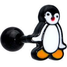 Load image into Gallery viewer, 16G 1/4 Black Baby Penguin Cartilage Tragus Earring

