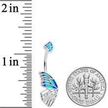 Load image into Gallery viewer, Butterfly Wing in Blue Double Mount Belly Ring
