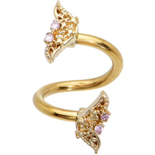 Load image into Gallery viewer, Clear Gem Gold Tone Airy Wing Spiral Twister Belly Ring
