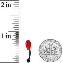 Load image into Gallery viewer, 16G 5/16 Black Red Coffin Halloween Curved Eyebrow Ring
