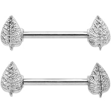 Load image into Gallery viewer, 14G 9/16 Autumn Textured Leaf Barbell Nipple Ring Set
