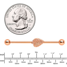 Load image into Gallery viewer, 14G Rose Gold Tone Autumn Textured Leaf Industrial Barbell 38mm
