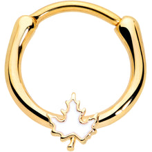 Load image into Gallery viewer, 16G 3/8 Gold Tone Autumn White Maple Leaf Cartilage Clicker Ring
