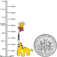 Load image into Gallery viewer, Yellow Red Bow Tie Giraffe Double Mount Belly Ring
