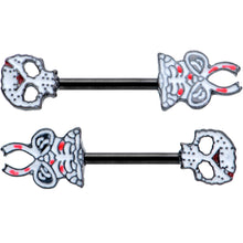 Load image into Gallery viewer, 14G 1/2 Black Skeleton Body Halloween Barbell Nipple Ring Set
