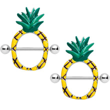 Load image into Gallery viewer, 14G 9/16 Tropical Tasty Pineapple Nipple Shield Set
