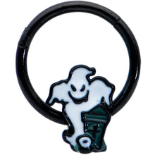 Load image into Gallery viewer, 16G 3/8 Black Graveyard Ghost Halloween Hinged Segment Ring
