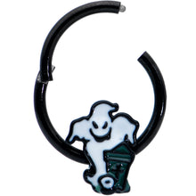 Load image into Gallery viewer, 16G 3/8 Black Graveyard Ghost Halloween Hinged Segment Ring
