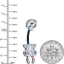 Load image into Gallery viewer, Black Skeleton Body Halloween Double Mount Belly Ring
