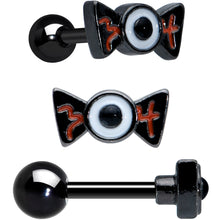 Load image into Gallery viewer, 16G 1/4 Black Ghost Skull Eye Halloween Cartilage Tragus Set of 3
