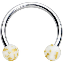 Load image into Gallery viewer, 16G 3/8 Matte White Splatter Ends Horseshoe Circular Barbell
