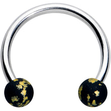 Load image into Gallery viewer, 16G 3/8 Matte Black Splatter Ends Horseshoe Circular Barbell

