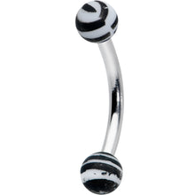 Load image into Gallery viewer, 16G 5/16 Matte White Zebra Stripe Curved Eyebrow Ring
