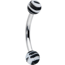 Load image into Gallery viewer, 16G 5/16 Matte White Zebra Stripe Curved Eyebrow Ring
