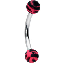 Load image into Gallery viewer, 16G 5/16 Matte Pink Zebra Stripe Curved Eyebrow Ring
