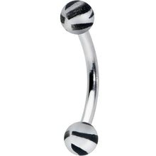 Load image into Gallery viewer, 16G 5/16 Matte Grey Zebra Stripe Curved Eyebrow Ring
