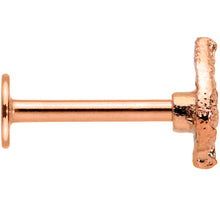 Load image into Gallery viewer, 16G 5/16 Rose Gold Tone Autumn Textured Leaf Labret Monroe Tragus
