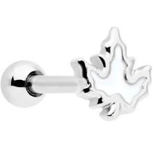 Load image into Gallery viewer, 16G 1/4 Autumn White Maple Leaf Cartilage Tragus Earring

