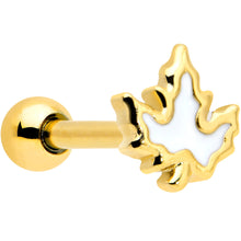 Load image into Gallery viewer, 16G 1/4 Gold Tone Fall White Maple Leaf Cartilage Tragus Earring
