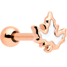 Load image into Gallery viewer, 16G 1/4 Rose Gold Tone Fall White Maple Leaf Cartilage Tragus
