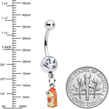 Load image into Gallery viewer, Clear Gem Cozy Winter Hedgehog Dangle Belly Ring
