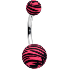 Load image into Gallery viewer, Matte Pink Zebra Stripe Belly Ring
