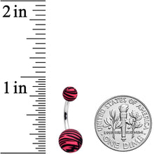 Load image into Gallery viewer, Matte Pink Zebra Stripe Belly Ring
