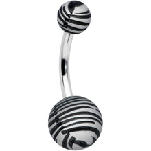 Load image into Gallery viewer, Matte Grey Zebra Stripe Belly Ring
