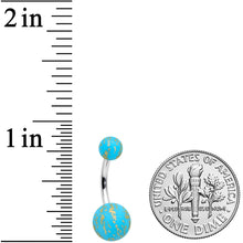 Load image into Gallery viewer, Matte Blue Splatter Pattern Belly Ring
