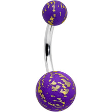 Load image into Gallery viewer, Matte Purple Splatter Pattern Belly Ring
