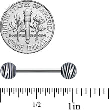 Load image into Gallery viewer, Matte Black Zebra Stripe Barbell Tongue Ring
