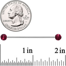 Load image into Gallery viewer, 14G Matte Pink Zebra Stripe Industrial Barbell 38mm
