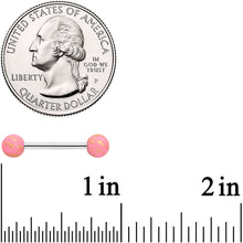 Load image into Gallery viewer, 14G 9/16 Matte Pink Splatter Barbell Nipple Ring Set
