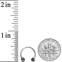 Load image into Gallery viewer, 16G 3/8 Matte White Zebra Stripe Ends Horseshoe Circular Barbell
