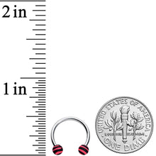 Load image into Gallery viewer, 16G 3/8 Matte Pink Zebra Stripe Ends Horseshoe Circular Barbell
