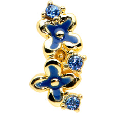 Load image into Gallery viewer, 16G 1/4 Blue Gem Gold Tone Floral Blues Labret Monroe Tragus
