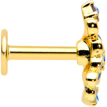 Load image into Gallery viewer, 16G 1/4 Blue Gem Gold Tone Floral Blues Labret Monroe Tragus

