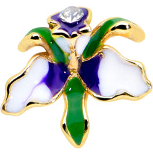 Load image into Gallery viewer, 16G 5/16 Clear Gem Gold Tone Iris Flower Labret Monroe Tragus
