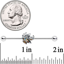 Load image into Gallery viewer, 14G Multicolor Openwork Autumn Leaf Industrial Barbell 38mm
