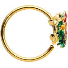 Load image into Gallery viewer, 20G 5/16 Gold Tone Festive Bow Wreath Christmas Nose Hoop
