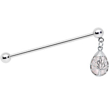 Load image into Gallery viewer, 14G Rose Quartz Drop Tree Dangle Industrial Barbell 38mm
