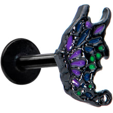 Load image into Gallery viewer, 16G 5/16 Black Purple Wings Butterfly Labret Monroe Tragus
