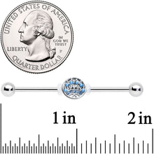 Load image into Gallery viewer, 14G Blue Gem Geometric Blues Industrial Barbell 38mm
