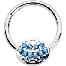 Load image into Gallery viewer, 16G 3/8 Blue Gem Geometric Blues Hinged Circular Ring
