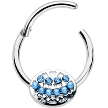 Load image into Gallery viewer, 16G 3/8 Blue Gem Geometric Blues Hinged Circular Ring
