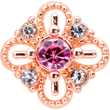 Load image into Gallery viewer, 20G 1/4 Clear Pink Gem Rosy Cross Rhombus Nose Bone
