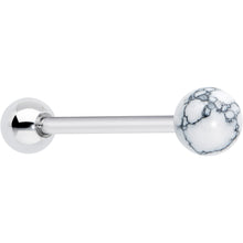 Load image into Gallery viewer, White Howlite Stone Top End Barbell Tongue Ring
