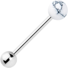 Load image into Gallery viewer, White Howlite Stone Top End Barbell Tongue Ring
